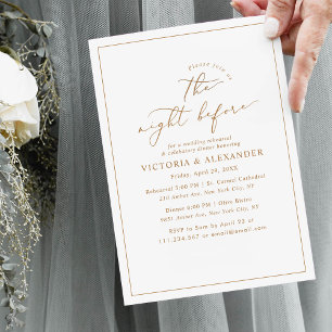 Elegant Gold The Night Before Rehearsal Dinner  Invitation