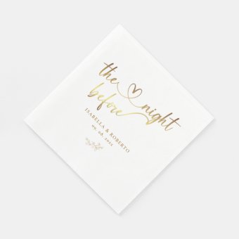 Elegant Gold The Night Before Wedding Napkins | Zazzle