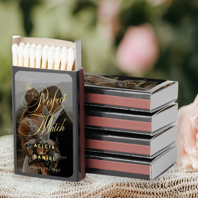 Elegant gold the perfect match photo wedding favor (Creator Uploaded)