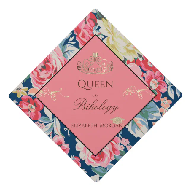 Elegant Gold Tiara Floral Graduation Cap Zazzle