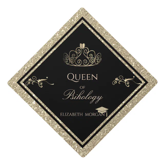 Elegant Gold Tiara Glitter Graduation Cap Zazzle