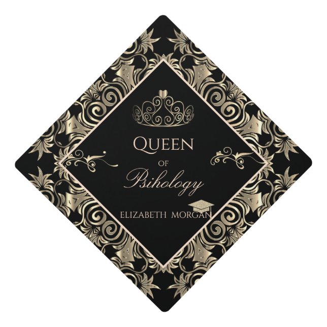 Elegant Gold Tiara, Swirls  Graduation Cap (Front)