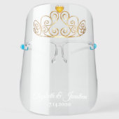 Elegant Gold Tiara Wedding Face Shield (Front)