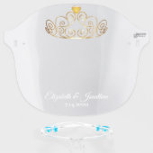 Elegant Gold Tiara Wedding Face Shield (Front w/Glasses)