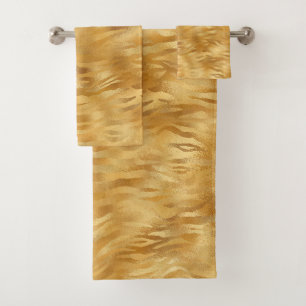 Elegant Gold Tiger Animal Print Bath Towel Set