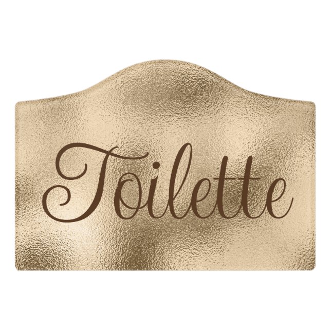 Elegant Gold Toilette Restroom Door Sign (Small Crest Front)