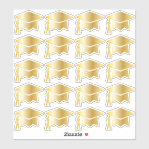 Elegant Gold Tone Graduation Cap Sticker