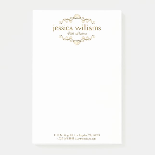 Elegant Gold Tones Decorative Border Frame Post-it Notes (Front)