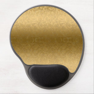 Elegant Gold Tones Floral Damasks Pattern Gel Mouse Pad
