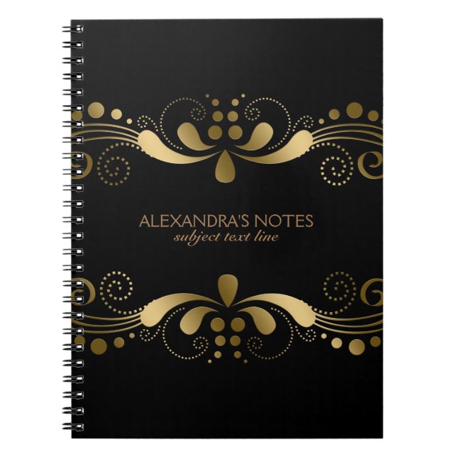 Elegant Gold Tones Floral Lace Frame Notebook (Front)