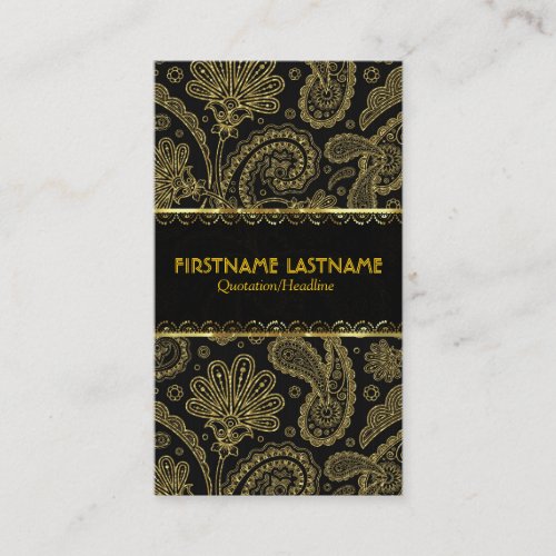 Elegant Gold Tones Ornate Paisley Pattern Template Business Card