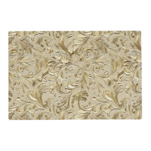 Elegant gold tooled leather floral placemat