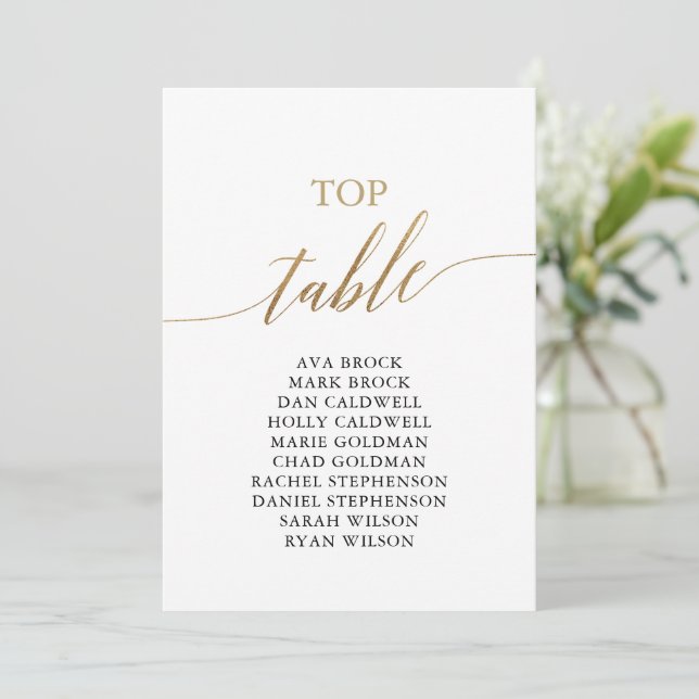 Elegant Gold Top Table Seating Chart Invitation (Standing Front)