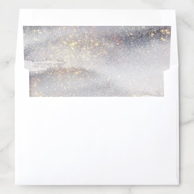 Elegant Gold Touched Silver Grey Wedding Envelope Liner (In Envelope)