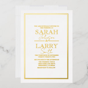 Elegant Gold Traditional Wedding Foil Invitation