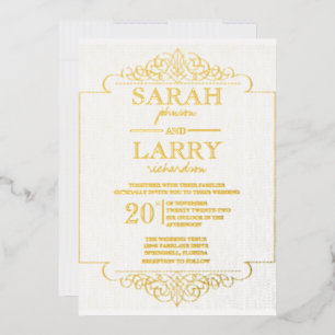 Elegant Gold Traditional Wedding Foil Invitation