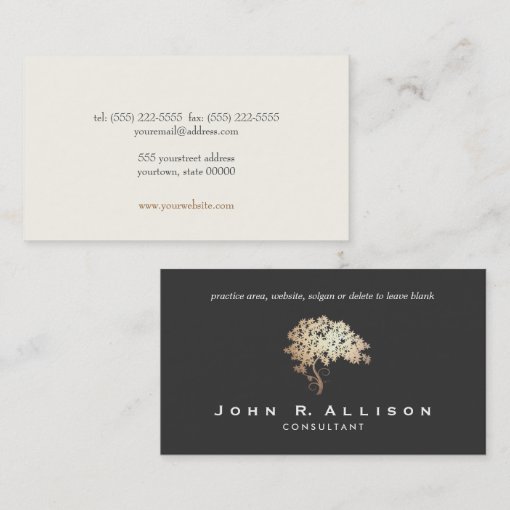 Elegant Gold Tree Logo Professional Business Card | Zazzle