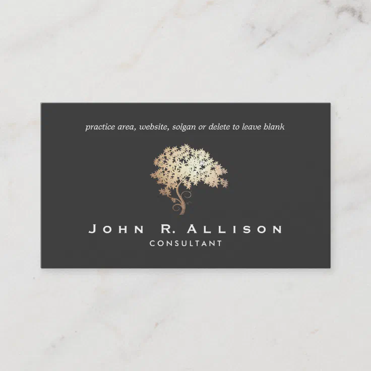 Elegant Gold Tree Logo Professional Business Card | Zazzle