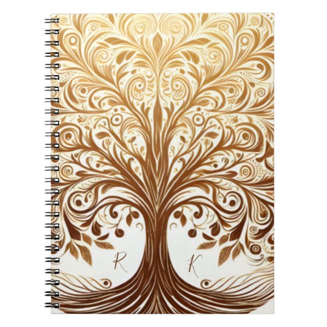 Elegant Gold Tree of Life Spiritual Celebration Notebook (Front)