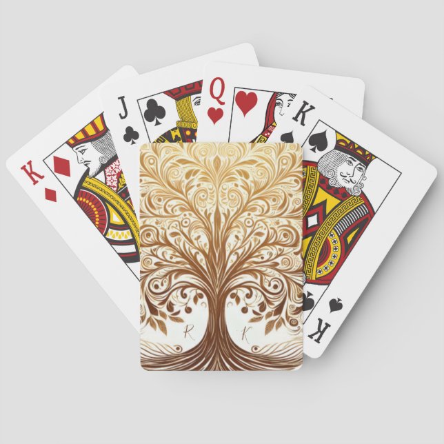 Elegant Gold Tree of Life Spiritual Celebration Poker Cards (Back)