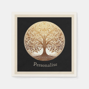 Elegant Gold Tree of Life Spiritual Zen Napkins
