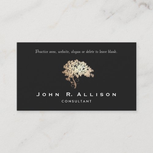 Elegant Gold Tree Logo Entrepreneur Black Classy Business Cards