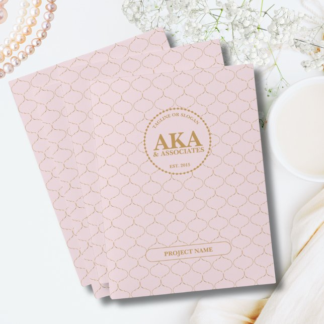 Elegant Gold Trellis Monogram Custom Business Pocket Folder (Creator Uploaded)