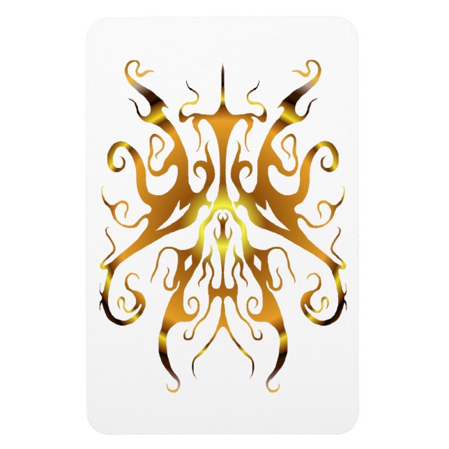 Elegant Gold Tribal Mask Abstract Design Magnet (Vertical)
