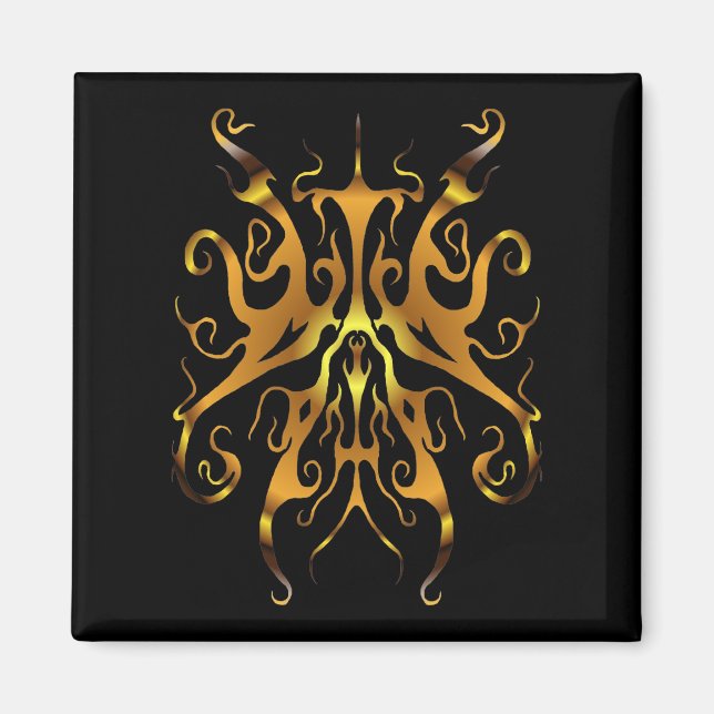 Elegant Gold Tribal Mask Abstract Design Magnet (Front)