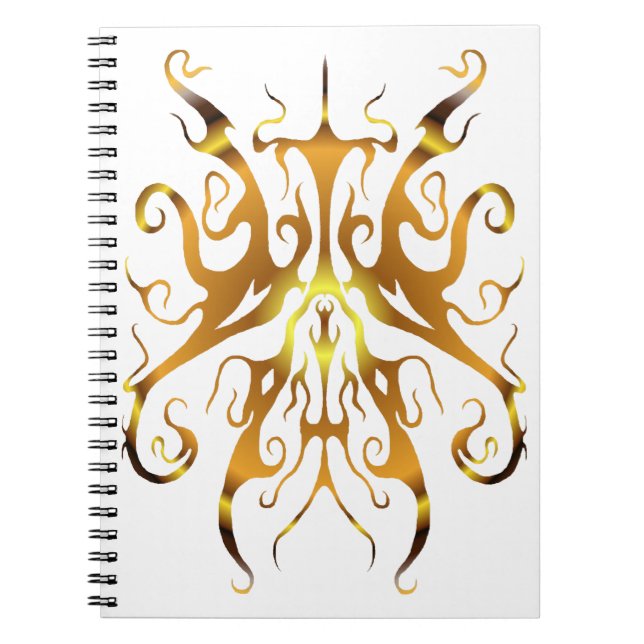 Elegant Gold Tribal Mask Abstract Design Notebook (Front)