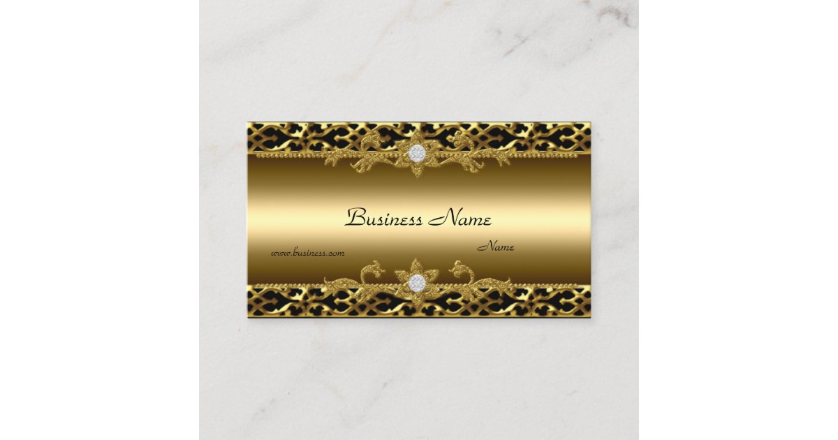 Elegant Gold Trim Black Diamond Jewel Business Card | Zazzle.com