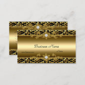 Elegant Gold Trim Black Diamond Jewel Business Card (Front/Back)