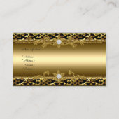Elegant Gold Trim Black Diamond Jewel Business Card (Back)