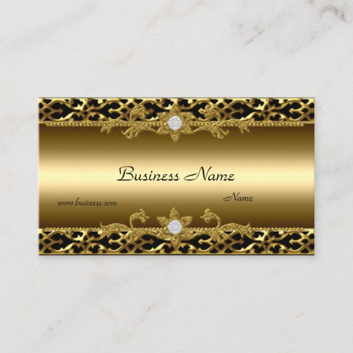 Elegant Gold Trim Black Diamond Jewel Business Card
