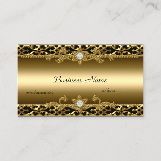 Customizable Elegant Gold Trim Black Diamond Jewel Business Card Template