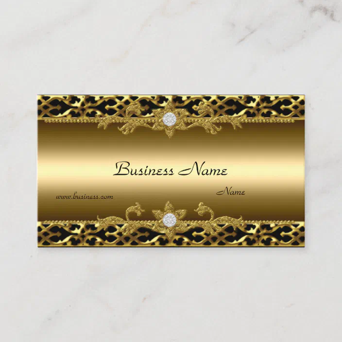 Gold Business Card with Diamond and Black font