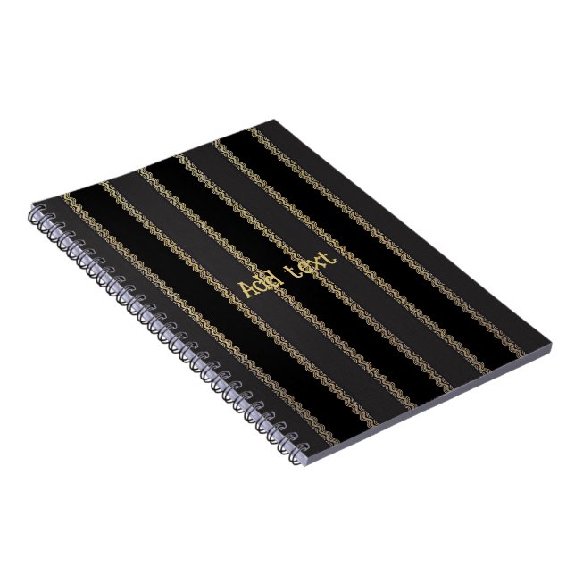 Elegant gold trim on black and gray TEMPLATE Notebook (Right Side)
