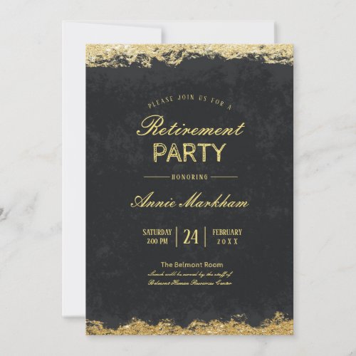 Elegant Gold Trim Velvet 2 Retirement Luncheon Invitation