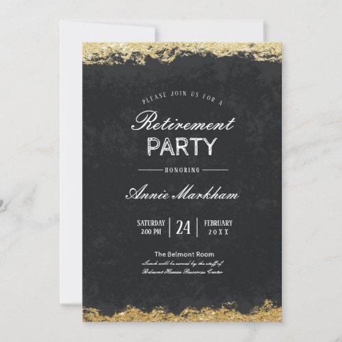 Elegant Gold Trim Velvet Retirement Luncheon Invitation