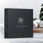 Elegant Gold Tropical Hibiscus Flower 3 Ring Binder<br><div class="desc">Keep track of your appointments, customer data and more with this island chic binder. Design features two lines of custom text in classic white lettering on a soft black background adorned with a tropical hibiscus flower illustration in faux gold foil. Add additional custom text to the spine. Mini size also...</div>