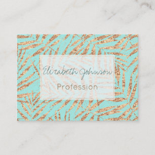 Elegant Gold Tropical Palm Leaves Mint Design Business Card