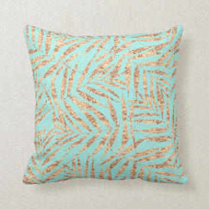 Elegant Gold Tropical Palm Leaves Mint Design Throw Pillow