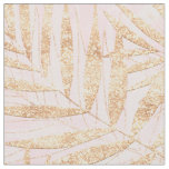 Elegant Gold Tropical Palm Leaves Pink Design Fabric