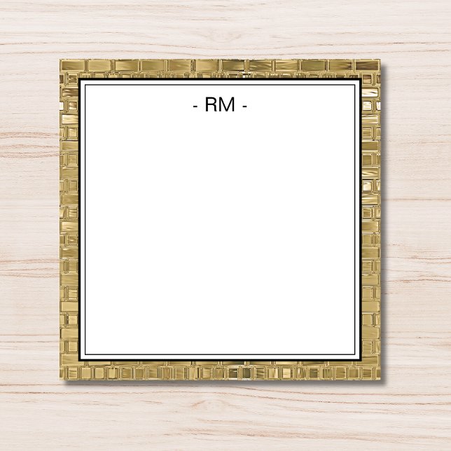 Elegant Gold Two Black Border Initial Monogram Note Card (Creator Uploaded)