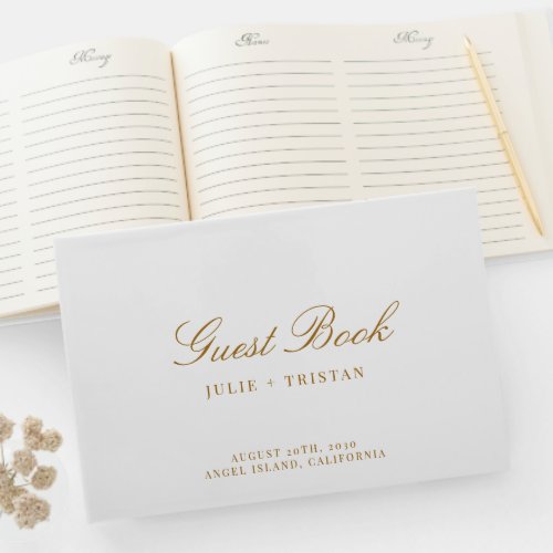 Elegant Gold Type Wedding Guest Book