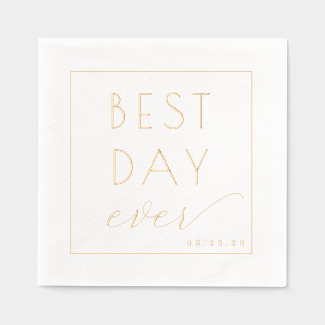 Elegant Gold Typographic Celebration Foil Napkins (Front)