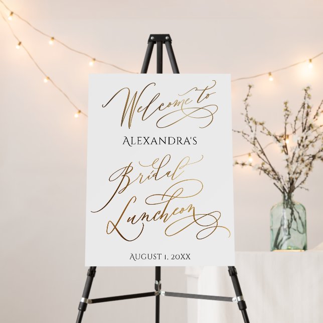 Elegant Gold Typography Bridal Luncheon Welcome Foam Board (In Situ (Stand))