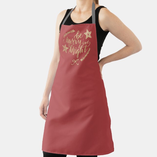 Elegant Gold Typography Merry Christmas Apron (Insitu)
