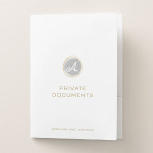 Elegant Gold Typography Monogram Documents Pocket Folder