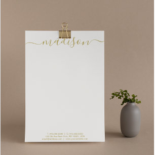 Elegant Gold Typography Monogram Mail Letterhead